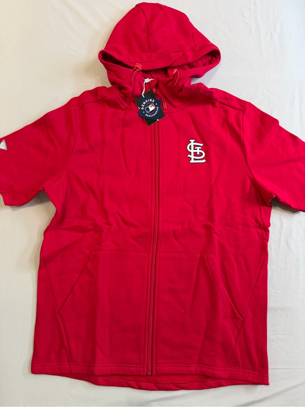 St. Louis Cardinals Mens Red Short-Sleeve Zip Hoodie